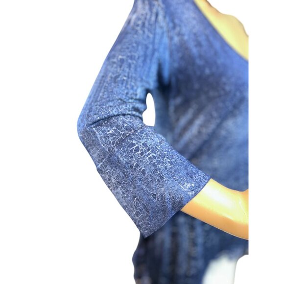 (5 for $25)Ethereal Los Angeles Lace Inset 3/4 Blouse in Blue Size Small - Picture 7 of 9